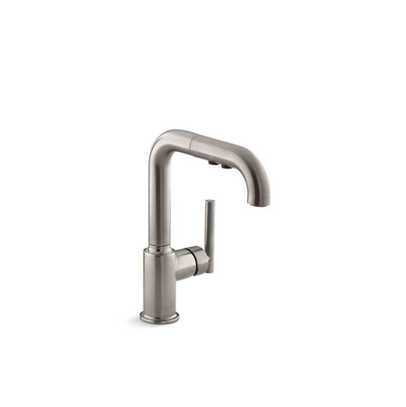 Kohler - Purist Pull-out kitchen sink faucet with three-function sprayhead - Vibrant Stainless