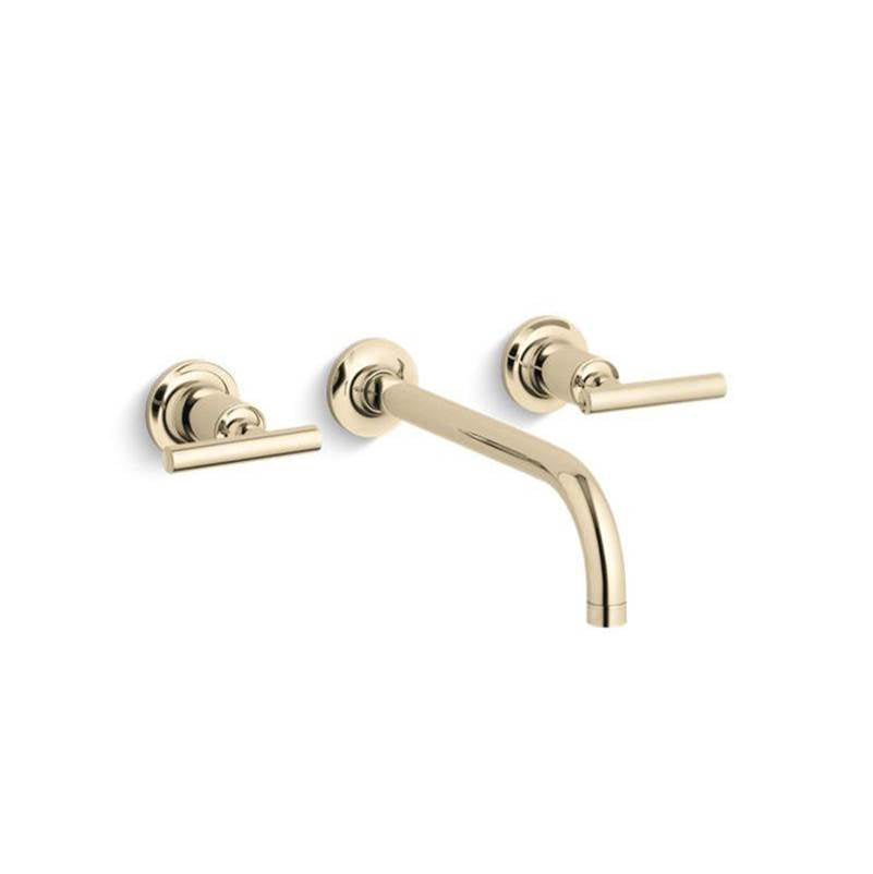 Kohler - Purist Wall-mount bathroom sink faucet trim with Lever handles, 1.2 gpm - Vibrant French Gold