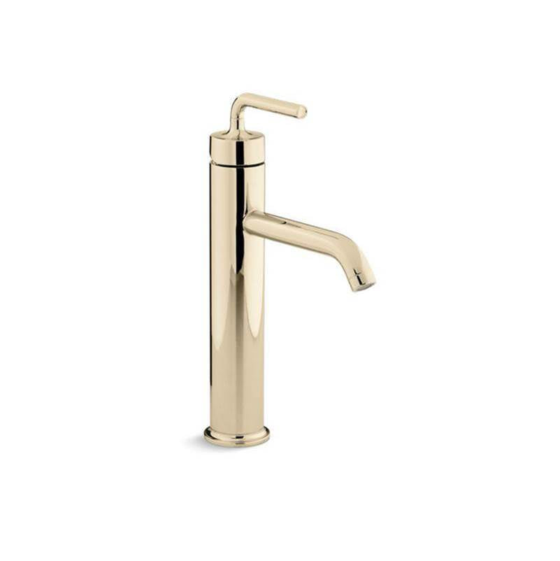 Kohler - Purist Tall single-handle bathroom sink faucet with Lever handle, 1.2 gpm - Vibrant French Gold
