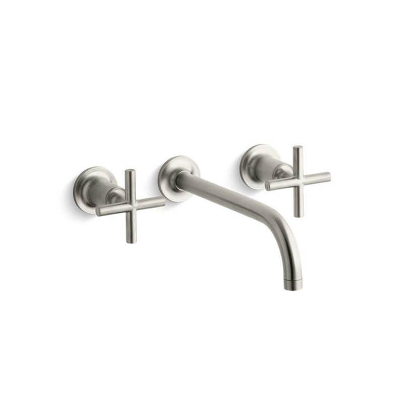 Kohler - Purist Wall-mount bathroom sink faucet trim with Cross handles, 1.2 gpm - Vibrant Brushed Nickel
