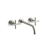 Kohler - Purist Wall-mount bathroom sink faucet trim with Cross handles, 1.2 gpm - Vibrant Brushed Nickel
