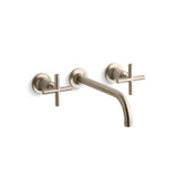 Kohler - Purist Wall-mount bathroom sink faucet trim with Cross handles, 1.2 gpm - Vibrant Brushed Bronze