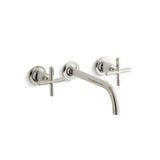 Kohler - Purist Wall-mount bathroom sink faucet trim with Cross handles, 1.2 gpm - Vibrant Polished Nickel