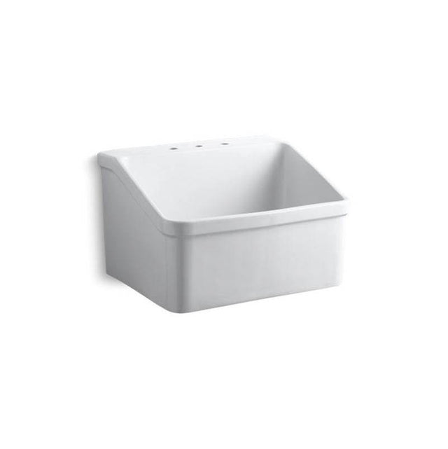 Kohler - HollisterE 28'' x 22'' bracket-mount utility sink with 8'' widespread faucet holes - White