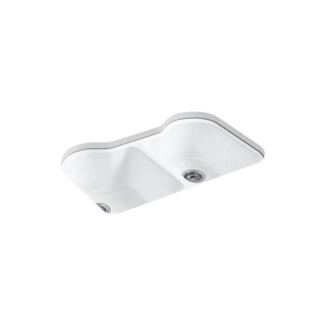 Kohler - Hartland 33'' undermount double-bowl kitchen sink - White