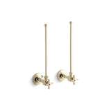 Kohler - Pair 3/8'' NPT angle supplies with stop, cross handle and annealed vertical tube - Vibrant French Gold