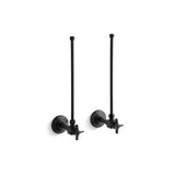 Kohler - Pair 3/8'' NPT angle supplies with stop, cross handle and annealed vertical tube - Brushed Black