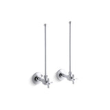Kohler - Pair 3/8'' NPT angle supplies with stop, cross handle and annealed vertical tube - Polished Chrome