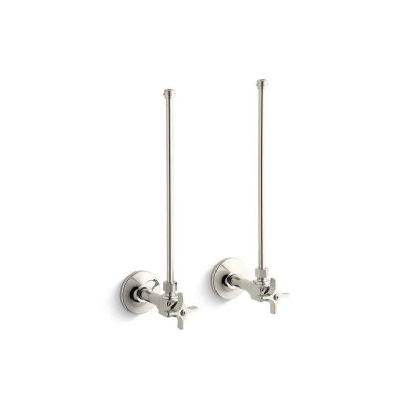 Kohler - Pair 3/8'' NPT angle supplies with stop, cross handle and annealed vertical tube - Vibrant Polished Nickel