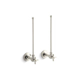 Kohler - Pair 3/8'' NPT angle supplies with stop, cross handle and annealed vertical tube - Vibrant Polished Nickel