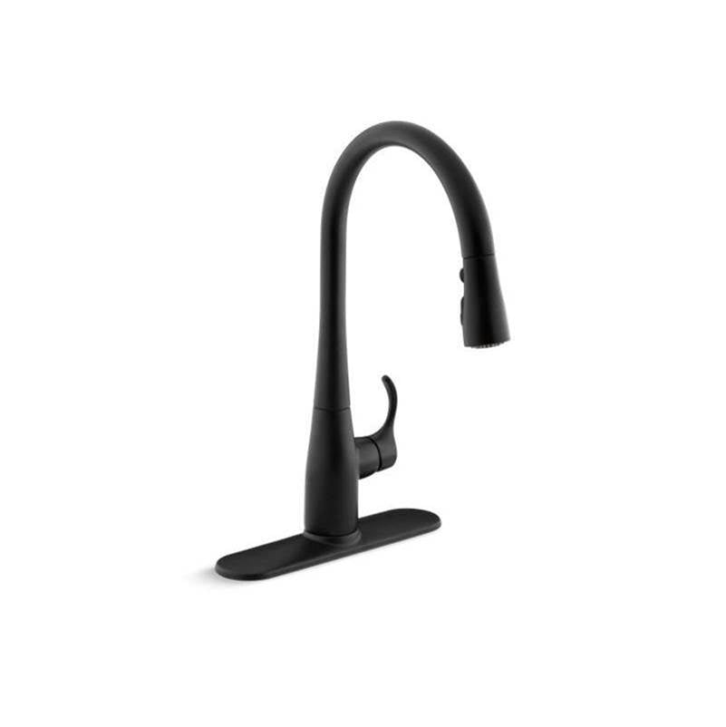 Kohler - Simplice Pull-down kitchen sink faucet with three-function sprayhead - Matte Black