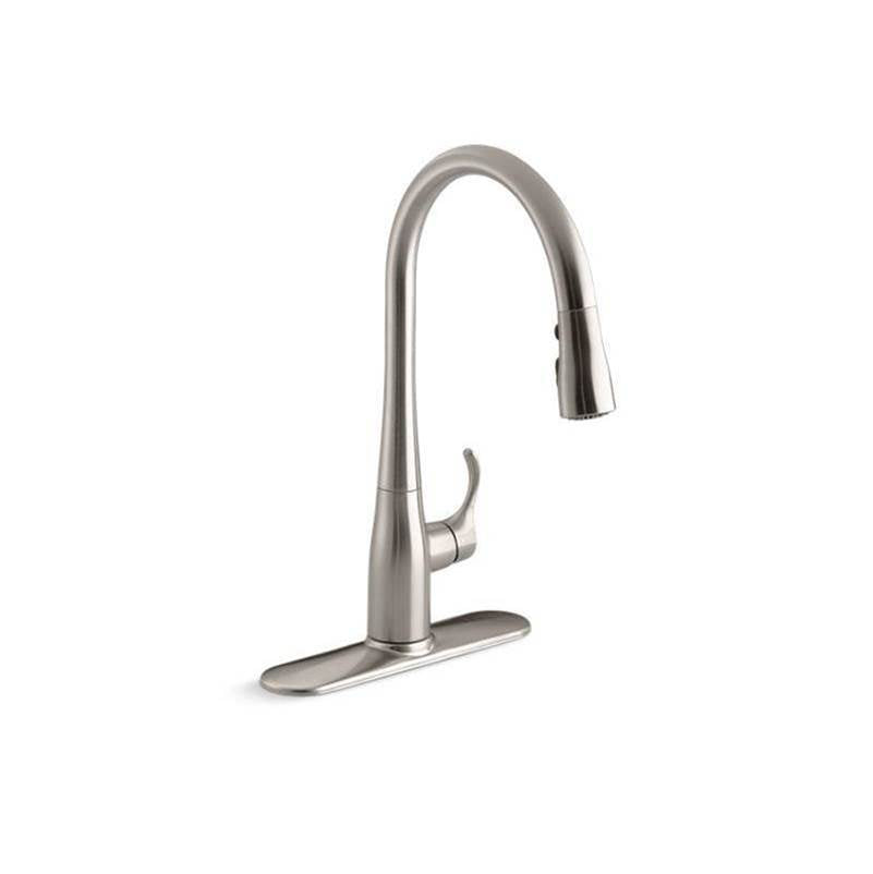 Kohler - Simplice Pull-down kitchen sink faucet with three-function sprayhead - Vibrant Stainless