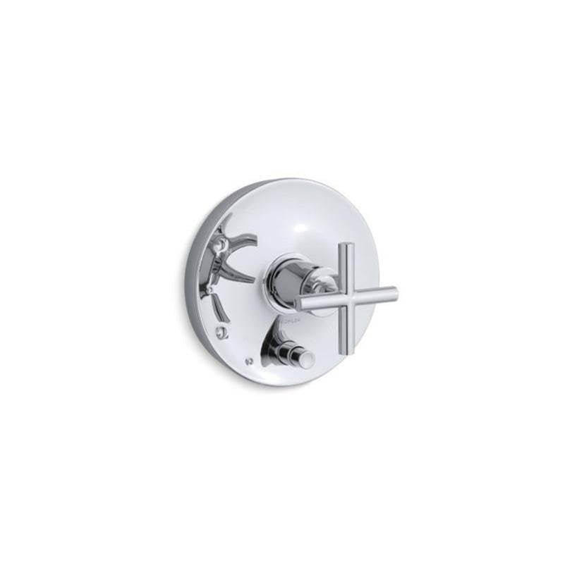 Kohler - Purist Rite-Temp valve trim with push-button diverter and cross handle - Polished Chrome