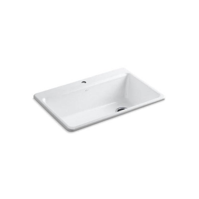 Kohler - Riverby 33'' top-mount single-bowl workstation kitchen sink - White
