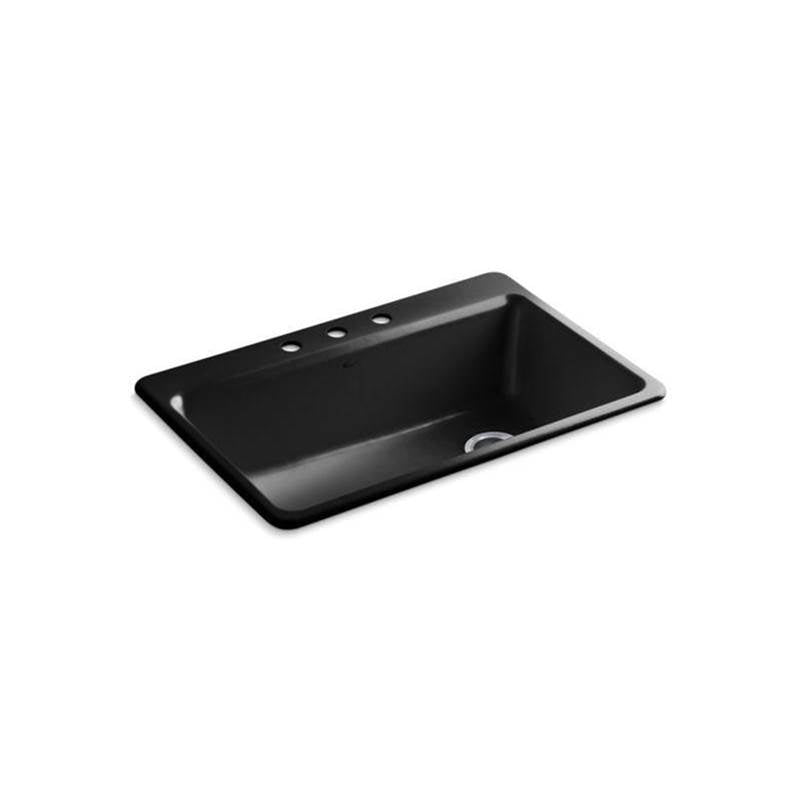Kohler - Riverby 33'' top-mount single-bowl workstation kitchen sink - Black