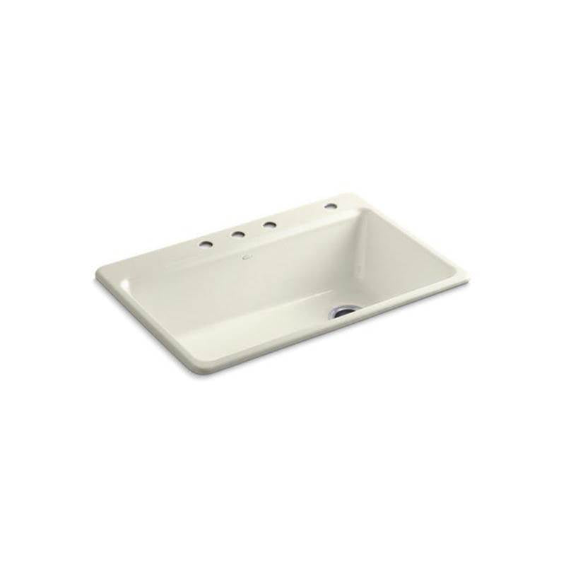 Kohler - Riverby 33'' top-mount single-bowl workstation kitchen sink - Biscuit