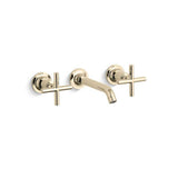 Kohler - Purist Wall-mount bathroom sink faucet trim with Cross handles, 1.2 gpm - Vibrant French Gold