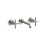Kohler - Purist Wall-mount bathroom sink faucet trim with Cross handles, 1.2 gpm - Vibrant Brushed Nickel