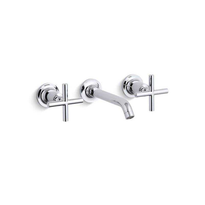 Kohler - Purist Wall-mount bathroom sink faucet trim with Cross handles, 1.2 gpm - Polished Chrome