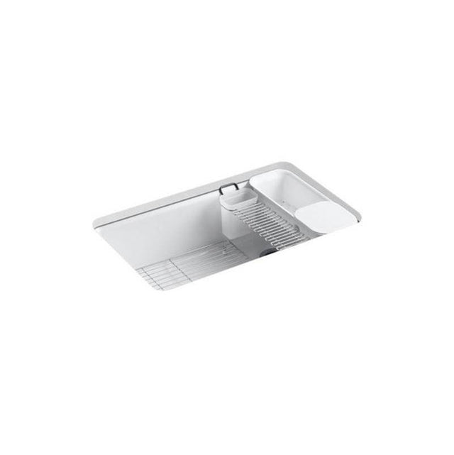 Kohler - Riverby 33'' undermount single-bowl workstation kitchen sink - White