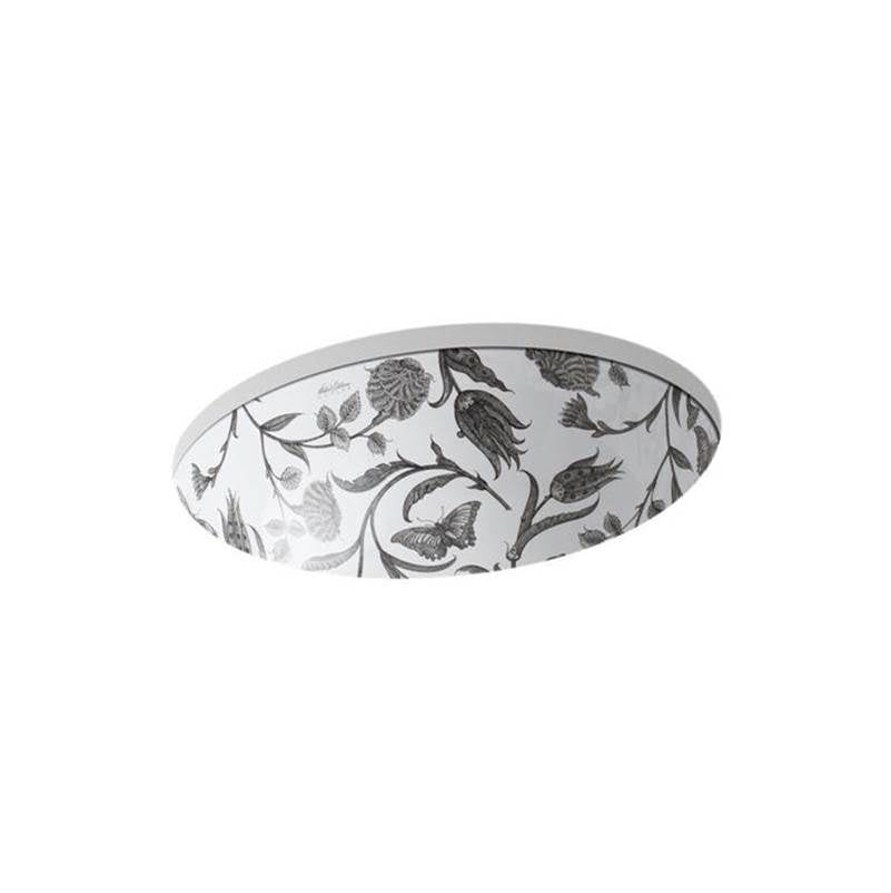 Kohler - Botanical StudyE Caxton 19-1/4'' oval undermount bathroom sink, no overflow - Botanical Study