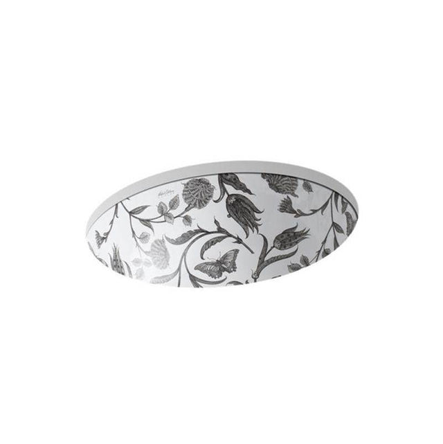 Kohler - Botanical StudyE Caxton 19-1/4'' oval undermount bathroom sink, no overflow - Botanical Study