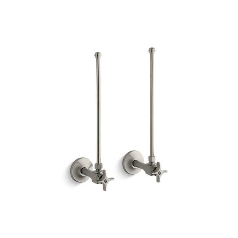 Kohler - Pair 3/8'' NPT angle supplies with stop, cross handle and annealed vertical tube - Vibrant Brushed Nickel
