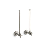 Kohler - Pair 3/8'' NPT angle supplies with stop, cross handle and annealed vertical tube - Vibrant Brushed Nickel