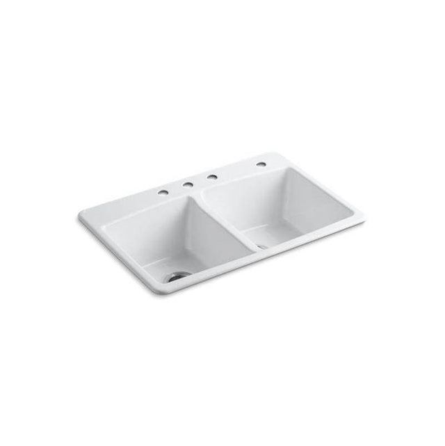 Kohler - BrookfieldE 33'' top-mount double-bowl kitchen sink - White