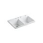Kohler - BrookfieldE 33'' top-mount double-bowl kitchen sink - White