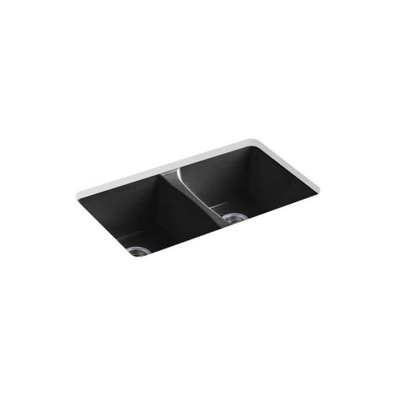 Kohler - Deerfield 33'' undermount double-bowl kitchen sink - Black
