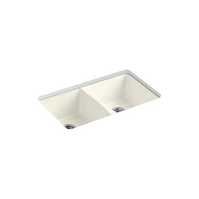 Kohler - Deerfield 33'' undermount double-bowl kitchen sink - Biscuit