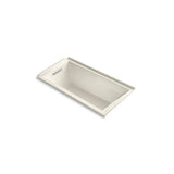 Kohler - Underscore 60'' x 30'' alcove Heated BubbleMassageE air bath with Bask, left drain - Biscuit