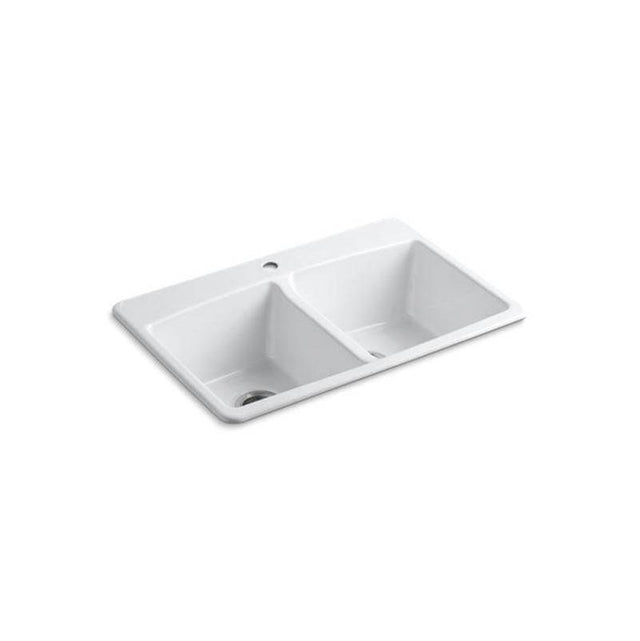 Kohler - BrookfieldE 33'' top-mount double-bowl kitchen sink - White