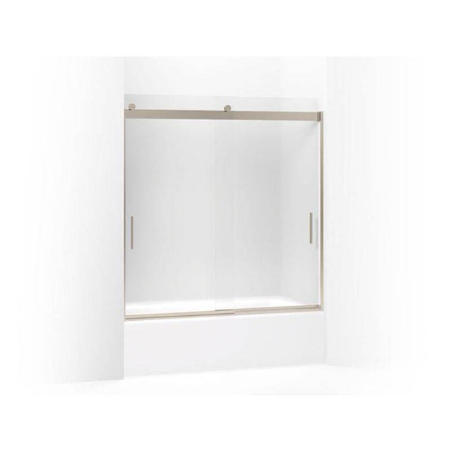 Kohler - Levity Sliding bath door, 62'' H x 56-5/8 - 59-5/8'' W, with 1/4'' thick Frosted glass - Anodized Brushed Bronze