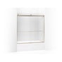 Kohler - Levity Sliding bath door, 62'' H x 56-5/8 - 59-5/8'' W, with 1/4'' thick Frosted glass - Anodized Brushed Bronze