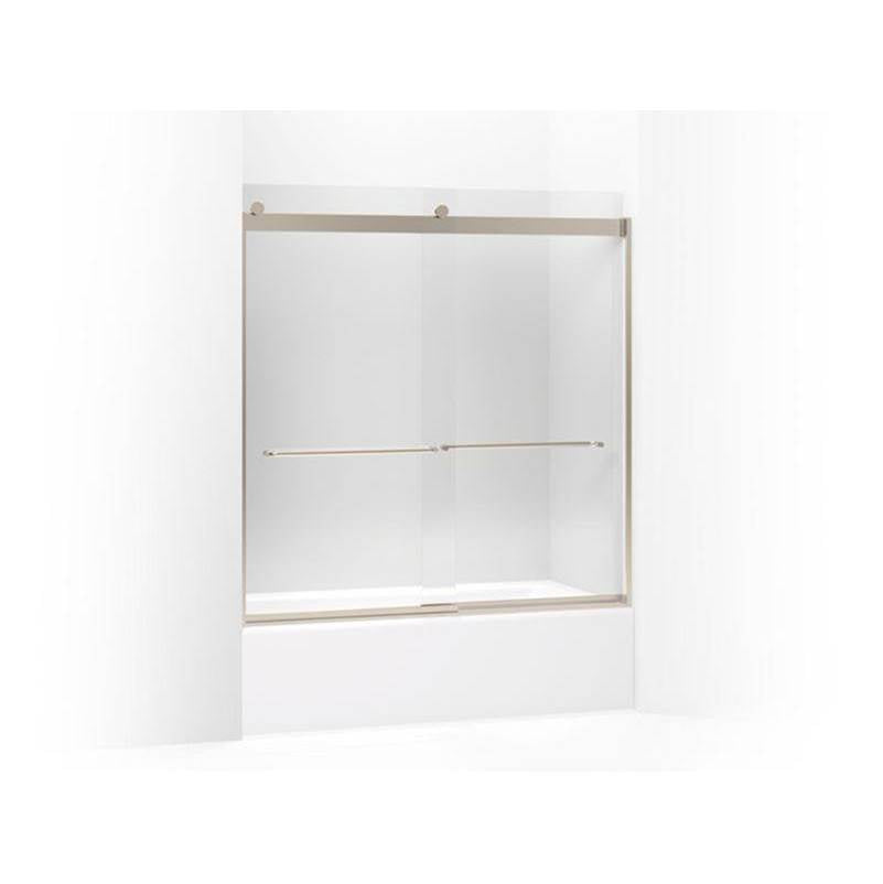 Kohler - Levity Sliding bath door, 62'' H x 56-5/8 - 59-5/8'' W, with 1/4'' thick Crystal Clear glass - Anodized Brushed Bronze