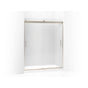 Kohler - Levity Sliding shower door, 74'' H x 56-5/8 - 59-5/8'' W, with 1/4'' thick Frosted glass and blade handles - Anodized Brushed Bronze