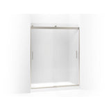 Kohler - Levity Sliding shower door, 74'' H x 56-5/8 - 59-5/8'' W, with 1/4'' thick Frosted glass and blade handles - Matte Nickel