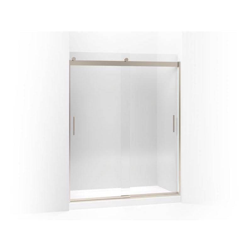 Kohler - Levity Sliding shower door, 74'' H x 56-5/8 - 59-5/8'' W, with 1/4'' thick Crystal Clear glass - Anodized Brushed Bronze