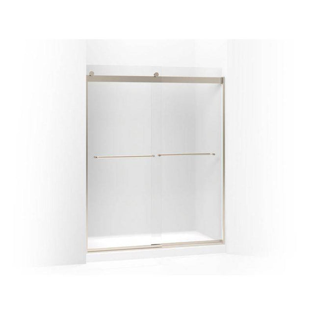 Kohler - Levity Sliding shower door, 74'' H x 56-5/8 - 59-5/8'' W, with 1/4'' thick Frosted glass - Anodized Brushed Bronze