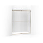 Kohler - Levity Sliding shower door, 74'' H x 56-5/8 - 59-5/8'' W, with 1/4'' thick Frosted glass - Anodized Brushed Bronze