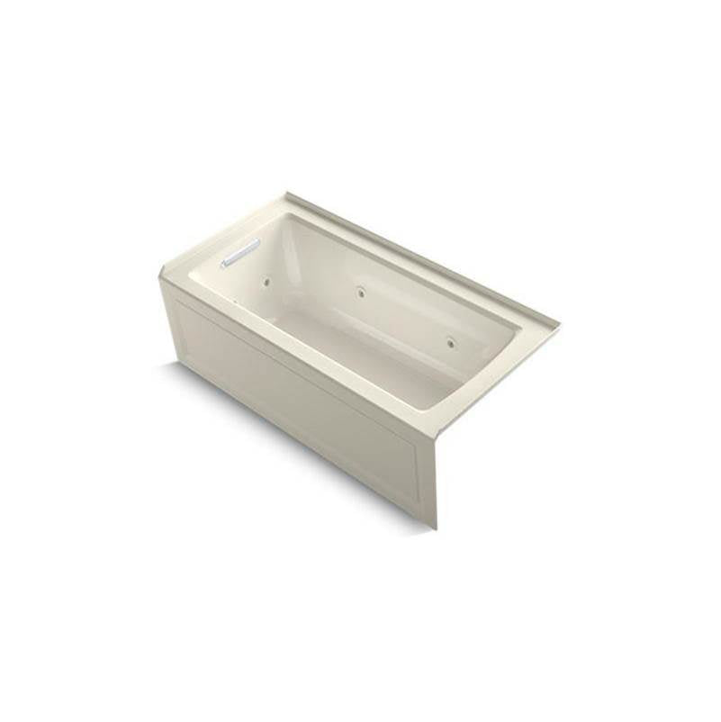 Kohler - Archer 60'' x 30'' alcove heated whirlpool bath, left drain - Biscuit