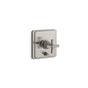 Kohler - Pinstripe Rite-Temp valve trim with push-button diverter and cross handle - Vibrant Brushed Nickel
