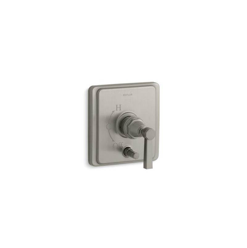 Kohler - Pinstripe Rite-Temp valve trim with push-button diverter and lever handle - Vibrant Brushed Nickel