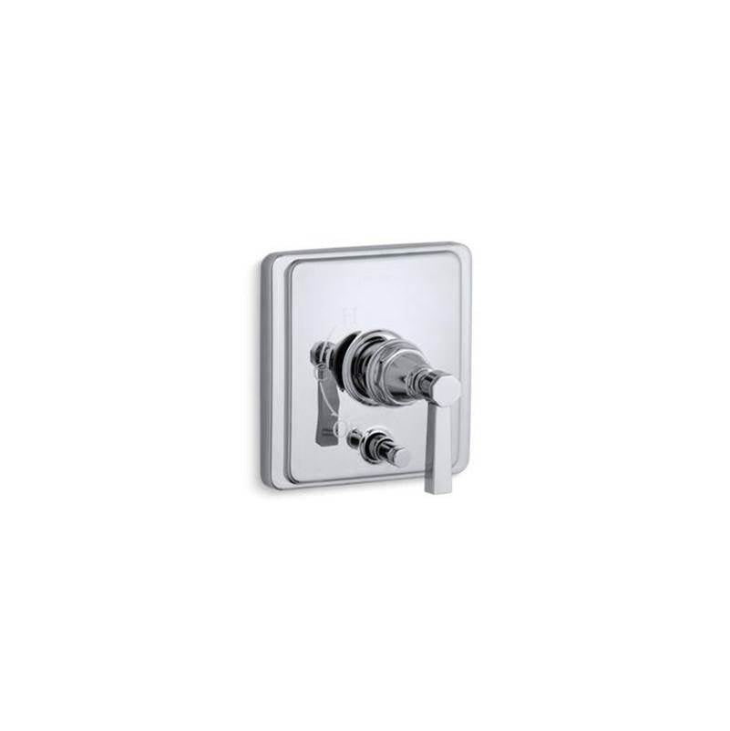 Kohler - Pinstripe Rite-Temp valve trim with push-button diverter and lever handle - Polished Chrome