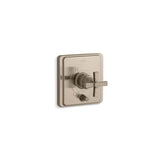 Kohler - Pinstripe Rite-Temp valve trim with push-button diverter and cross handle - Vibrant Brushed Bronze