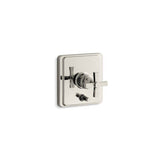 Kohler - Pinstripe Rite-Temp valve trim with push-button diverter and cross handle - Vibrant Polished Nickel