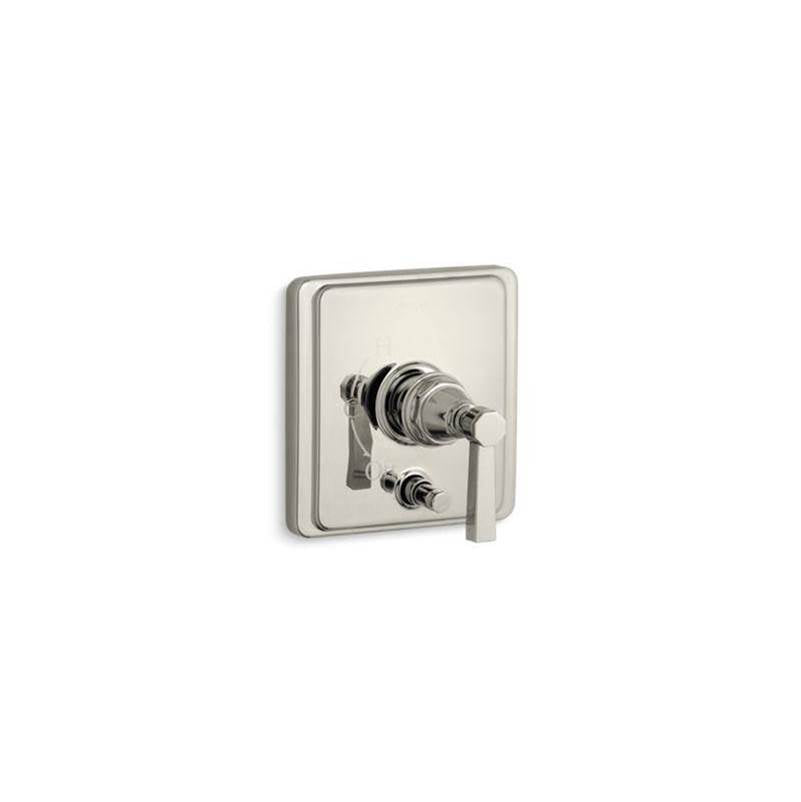 Kohler - Pinstripe Rite-Temp valve trim with push-button diverter and lever handle - Vibrant Polished Nickel