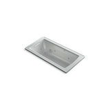 Kohler - Archer 60'' x 30'' drop-in whirlpool bath with Bask heated surface - Ice Grey